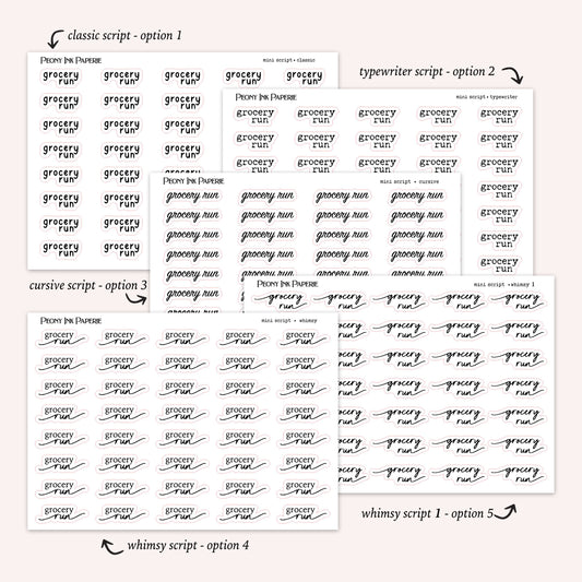 Custom Scripts | Personalized Script Planner Stickers | DETAILS BELOW | Classic | Typewriter| Cursive | Whimsy | Foiled Functional Script